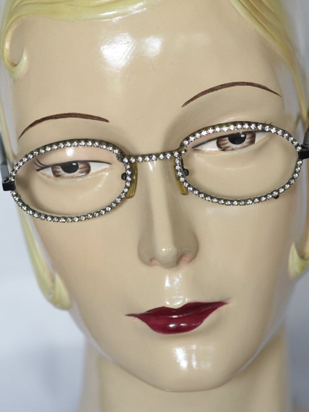 Vintage Prescription Eyeglass Frames Encircled With Prong Set Rhinestones